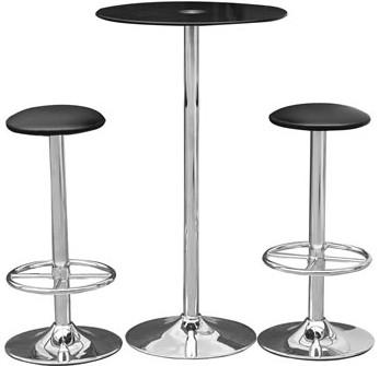 China Black Hotel Modern Glass Bar Table Steel Legs Round High Top Table for sale