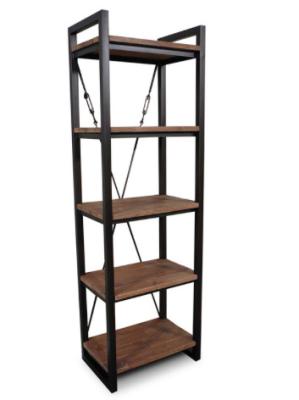 China Industrial Antique Wooden Metal Book Shelf Customized Easy Assembled for sale