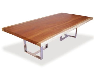 China High End European Style Dining Table Ash Veneer Panel With Metal Legs for sale