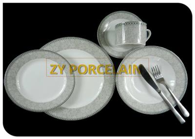 China Porcelain Silver Line Color Round Dinnerware Sets With Custom Logo Designed for sale