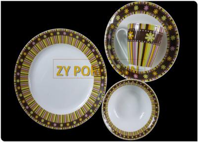 China Colorful Decal Designed Round Dinnerware Sets, 16 Piece Dining Plate Sets Abrasion Resistance for sale