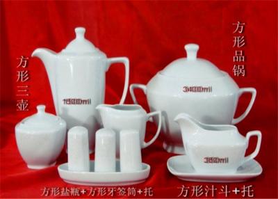 China 56 Piece Square Elegant White Ceramic Tea Service For 8 Home Usage for sale