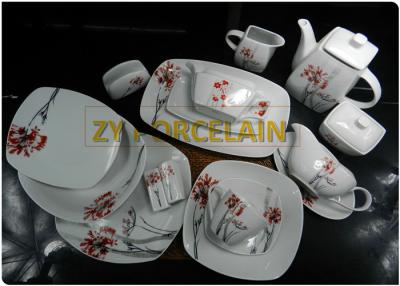 China Fachada hermosa a prueba de calor sana del sistema de cena de la porcelana del cuadrado de 57 pedazos con los juegos de té en venta