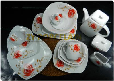 China Lead - Free White Square Dinnerware Sets Cadmium - Free Low Water Absorption for sale