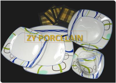 China Durable Sturdy Square Plate Set , Color Glaze Square Shaped Dinnerware Shatterproof for sale