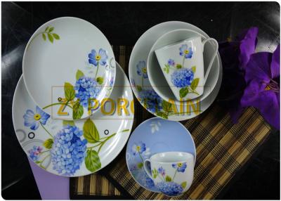 China 16 Piece Coupe Shaped Plate Custom Size , Blue Dining Tableware Sets Heat Resistant for sale