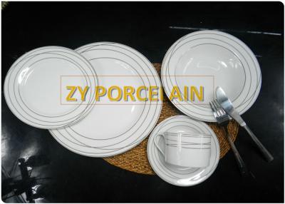 China Superwhite Ceramic  20 Piece  Round Dinnerware Sets For 4 People Gold Line for sale