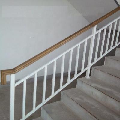 China Hotel Decorate Indoor Wrought Iron Stair Railings With Wood Top Hanrail for sale