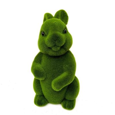 China High Quality Nylon Moss Bunny Preserved Moss Animal Artificial Moss Topiary Figure of wool+foam 32CM size for sale