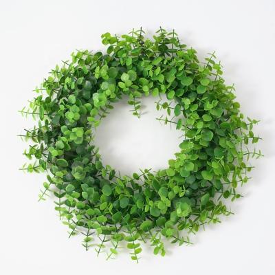 China 43CM diameter decorative eucalyptus garland green garland plastic eucalyptus garland wholesale for sale