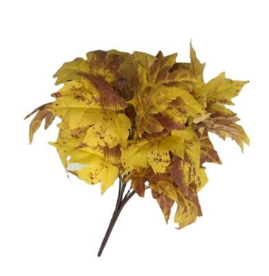 China High Quality Material Silver Maple Leaf Artificial Realistic Fake Leaves Wholesale For Indoor And Outdoor Decor for sale