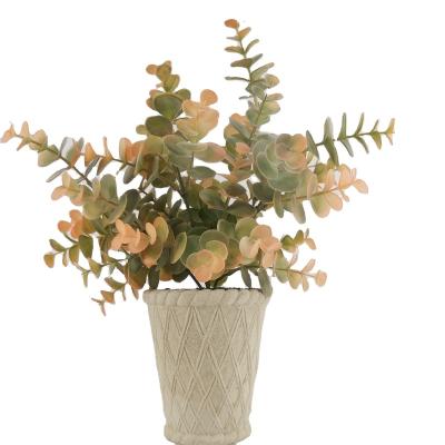 China Minimalist Amazon Hotsale Artificial Plastic Eucalyptus Bush In Papermache Pot For Farm Greenery Arrangement for sale