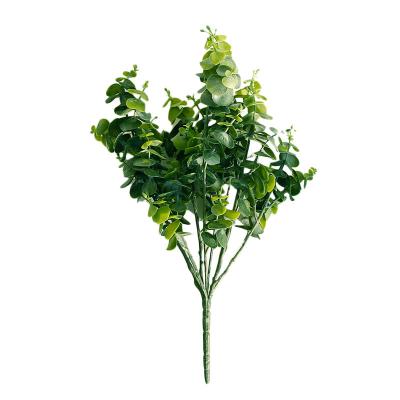 China Eco-friendly 7 Branches Eucalyptus Decoration Artificial Plants Leaves Greenery Money Trees For Mall Decorations for sale