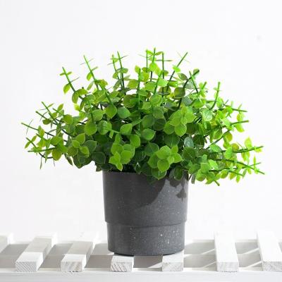 China Free Sample 18CM H Artificial Greenery Plants High Quality Plastic Artificial Greenery Plants With Pot for sale