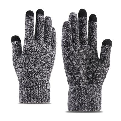 China Smart Warm Knitted Anti-Slip Mobile Phone 3 Fingers Anti-Slip Touch Screen Gloves Custom Gloves for sale