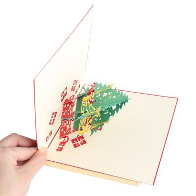 China Europe Factory Custom Creative Pop Up Merry Christmas Tree Cards Custom 3D Pop Greeting Cards for sale