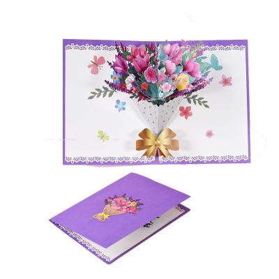 China Europe High Quality Wholesale 3D Pop Up Paper Flower Cards Mom Mother's Day Gift Idea Flower Greeting Cards for sale