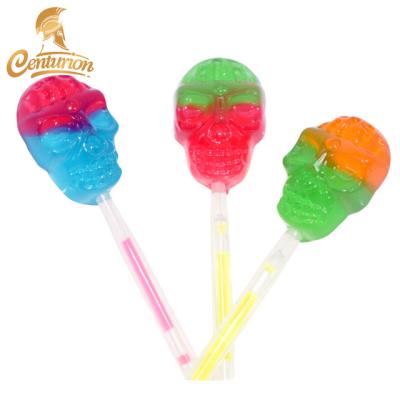 China New Normal High Quality Fluorescence Glow Light Stick Lighting Soft Hard Candy Skull Lollipop for sale