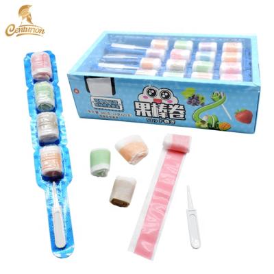 China Natural Fruit Flavor Mix Jelly Gummy Candy Tape Roll Juicy Soft Candy for sale