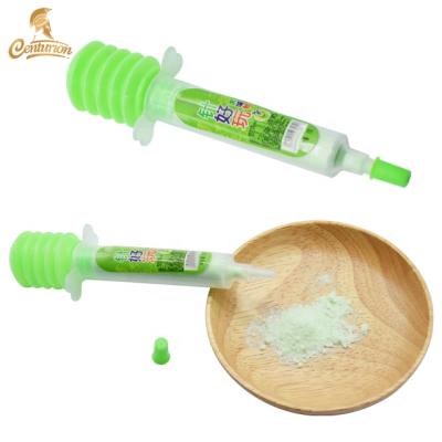 China Syringe Shape Beautiful Natural Fruit Flavors Sour Powder Candy for sale