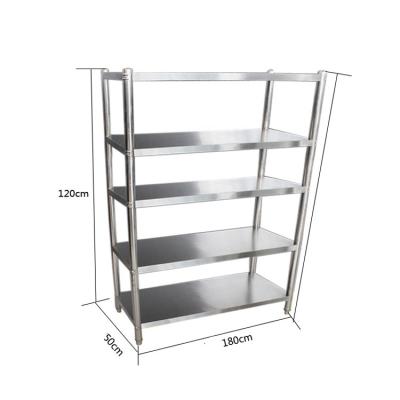 China Corrosion Protection Display Rack Goods Shelve 5 Tier Stainless Steel Factory Shelf for sale