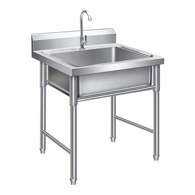 China Commercial restaurant hotel school kitchen stainless steel sink with rack kitchen sink three bowl single bowl double bowl canteen disinfection for sale