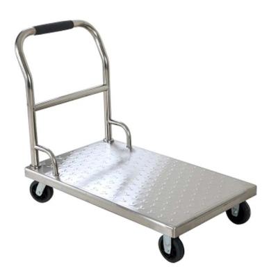 China Tools flat hand psuh cart folded shopping cart for high quality hand push warehouse goods movingWarehouse tool cart flat transport for sale