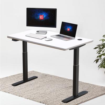 China Multi-Function Electric Adjustable Sit To Stand Computer Desk Height(Height) Adjustable Tabletop Hi5 White Bi-Motor Adjustable Desk for sale