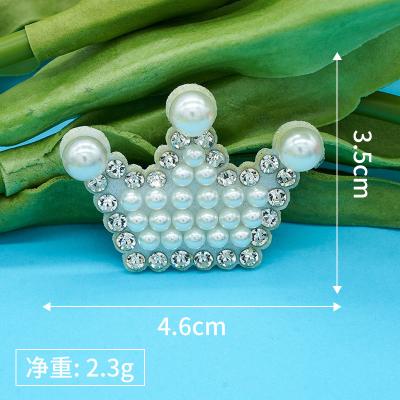 China Handmade ZSY Pearl Rhinestone Patches For Clothing Applique Clothes Sticker DIY Shoes Dresses crown butterfly Iron on Patch for sale