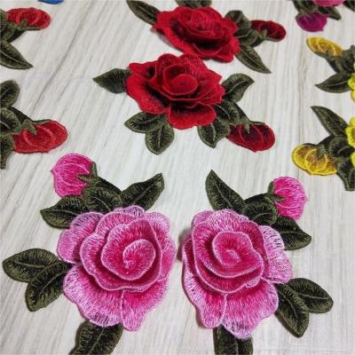 China 3D ZSY Custom lace flower rose embroidered patch embroidery sew on applique for earrings accessories for sale