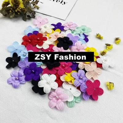 China Sustainable ZSY  3.5 cm Pearl 3D colorful small flower accessories for clothing bag shoes and hairbands for sale