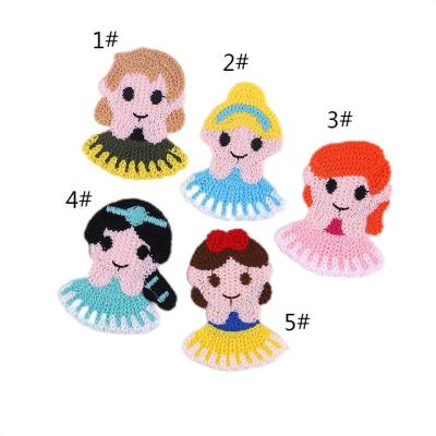 China Sustainable ZSY Hot sale princess cartoon patch soft kids baby girl hat clothing sew on embroidery patch for sale