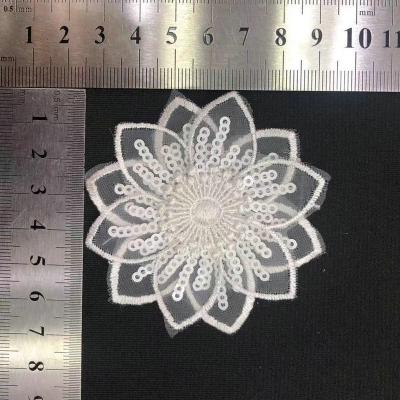 China Handmade ZSY 100% Polyester 3D Flower Patch Organza Floral Lace Embroidery applique patch for sale