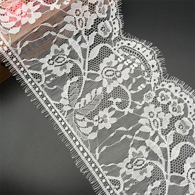 China NON-lastic ZSY  17cm Wholesale Nylon Flower Embroidered Lace Fabric French Eyelash Lace Trim For Lingerie for sale