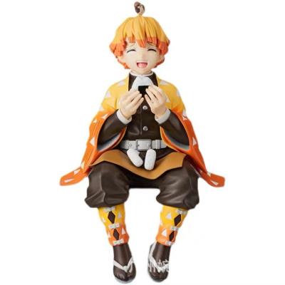 China Cartoon Toy Demon Slayer Anime PVC Action Figure Sitting Position With Rice Ball In Hands Kawaii Nezuko Tanjirou Zenitsu Kimetsu no Yaiba for sale