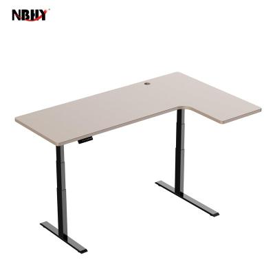 China (Size) L Shape Workstation Adjustable Electric Lift Riser Sit Standing Table Desk Frame for sale