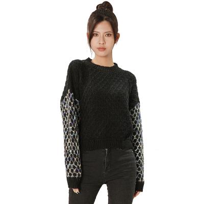 China Anti-Wrinkle Women Wholesale Custom Made Sweaters Round Neck Ladies Long Sleeve Sweater High Quality Plaid Knitwear for sale