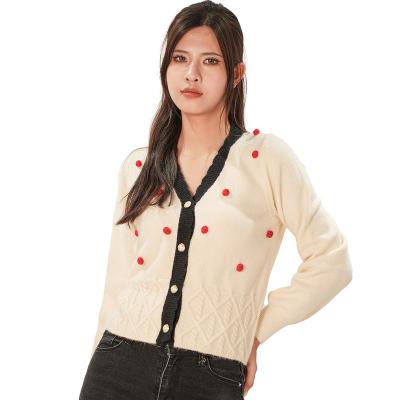 China Women's sweater cardigan white soft elegant spring long sleeve women's sweater custom Anti-wrinkle and new autumn fashion V-neck for sale