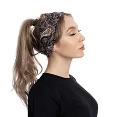 China European and American Cashew Wide Headband Women's Retro HeadbandNew Sports Cashew Flower Wide Circle Hair Bunch Printing Flower for sale