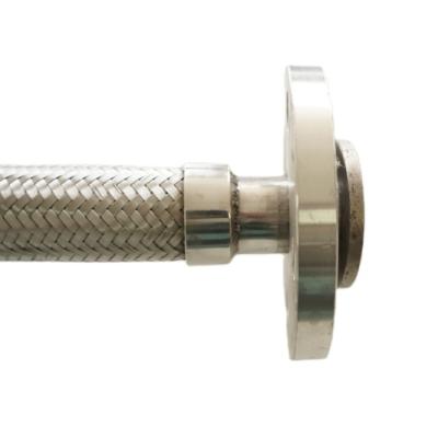 China Stainless steel flexible wire mesh bellows metal flange braided connection ss304 steel hose pipe for sale