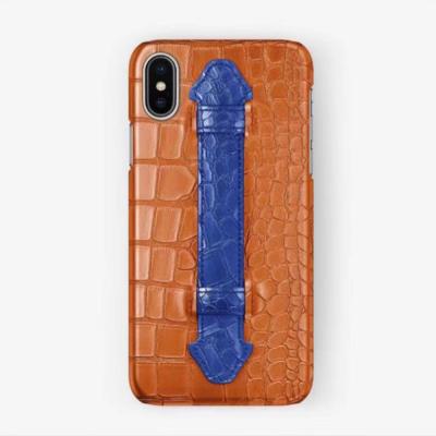 China Good Factory Price Shockproof China Crocodile Pattern Cell Phone Case Genuine Leather Embossed Mobile Cover With Handle For Iphone 13 for sale