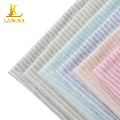 China Wholesale Colorful Langka Cotton Stripe Jersey Fabric Kids Baby Knitted Fabrics Anti Static Anti Bacterial Cotton for sale