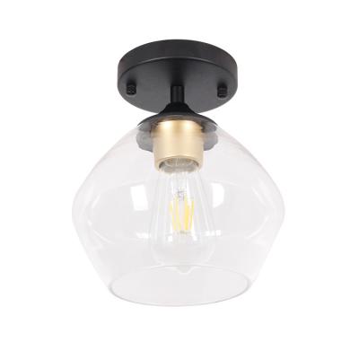 China Modern Semi Flush Mount Downlights Ceiling Light With Industrial Clear Glass Shade Beside Black Hanging Ceiling Light Ceiling for sale