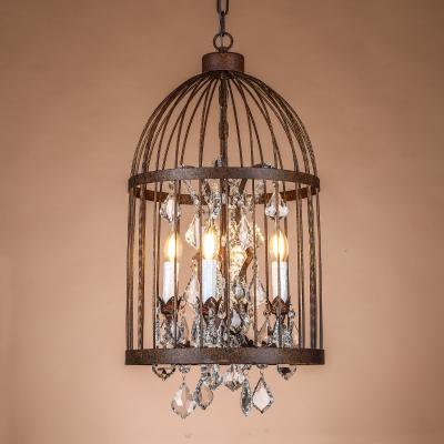 China Vintage Modern Decorative American Birdcage Country Crystal Chandeliers For Clothing Store Restaurant Villa Staircase Lighting Crystal Lamp for sale