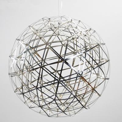 China Stainless Steel Modern Circle LED Lights Firework Style Spark Ball Lamparas Suspension Pendant Light Fixture for sale