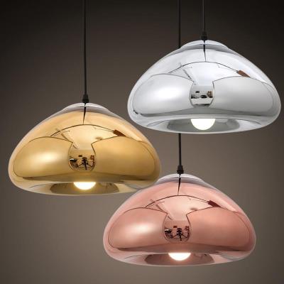 China Modern Hotel Glass Mirror LED Pendant Light Color Glass Bowl Hanging Lamps For Indoor Decoration for sale