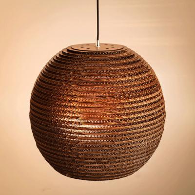 China Fancy Art Unique Recycled Modern Cardboard Material Light Pendant Lamp With Energy Saving Light Source for sale