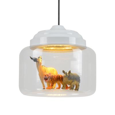 China Modern Glass Pendant Light with Creative Animal Patterns for Dining Room Kid's Room Decorative Lighting for sale