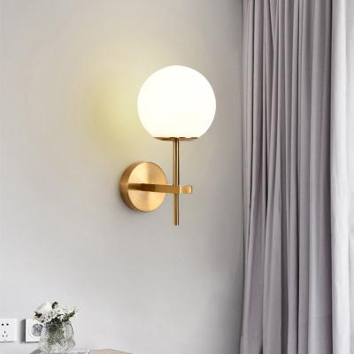 China Modern Modern Gold Wall Lamps Glass Ball Mirror Lights For Nordic Home Deco Bathroom Bedside Industrial Lamp Wall Sconce Lighting Fixtures for sale