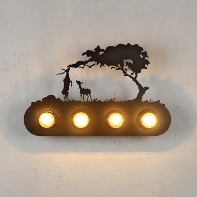 China Industrial American Creative Vintage Iron Deer Wall Lamp Wall Sconce for Bookstore Bar Cafe Home Decor for sale